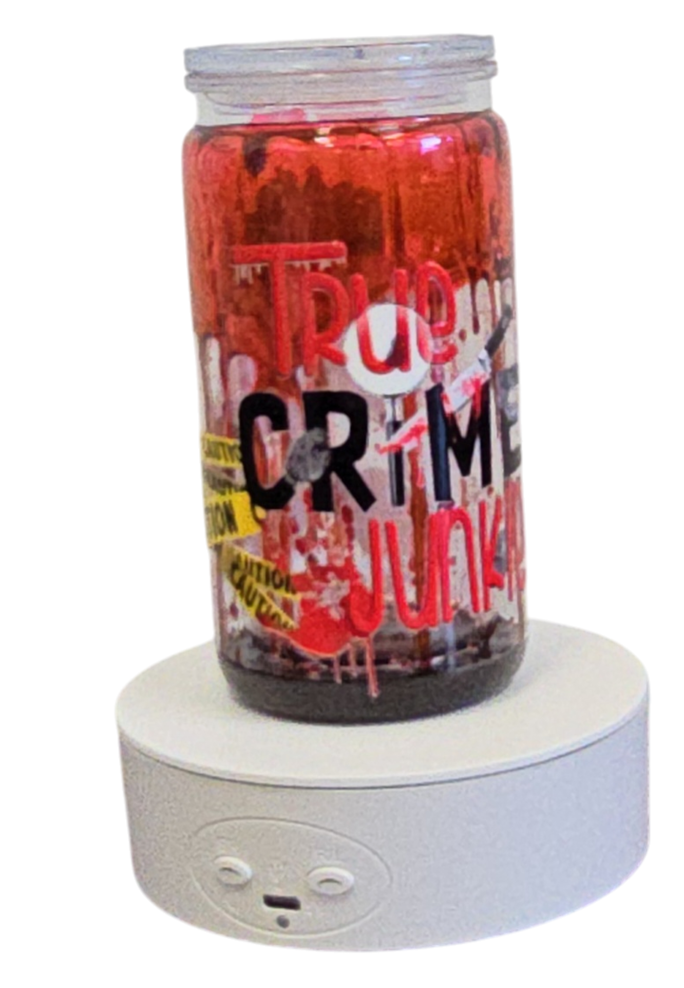 True Crime Junkie Crossing 16oz Blood Drip Halloween Snowglobe Tumbler with Straw / Gobelet d’Halloween True Crime Junkie 16oz Effet Sanglant avec paille (Copy)