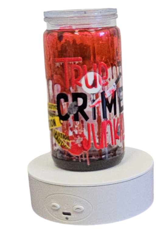 True Crime Junkie Crossing 16oz Blood Drip Halloween Snowglobe Tumbler with Straw / Gobelet d’Halloween True Crime Junkie 16oz Effet Sanglant avec paille (Copy)