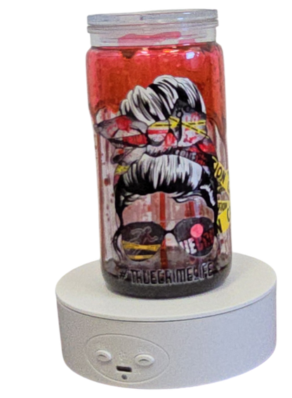 True Crime Junkie Crossing 16oz Blood Drip Halloween Snowglobe Tumbler with Straw / Gobelet d’Halloween True Crime Junkie 16oz Effet Sanglant avec paille (Copy)